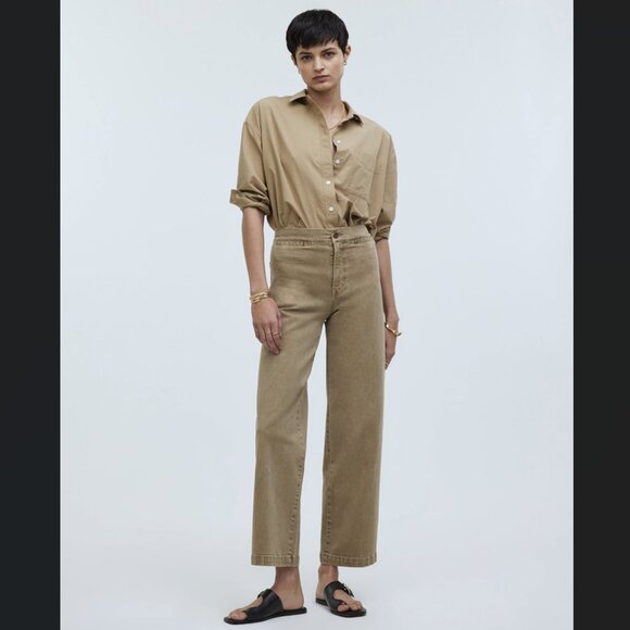 Madewell Pants - Madewell Women's Emmett Wide-Leg Crop Pant: Welt Pocket Edition Drill Khaki 33